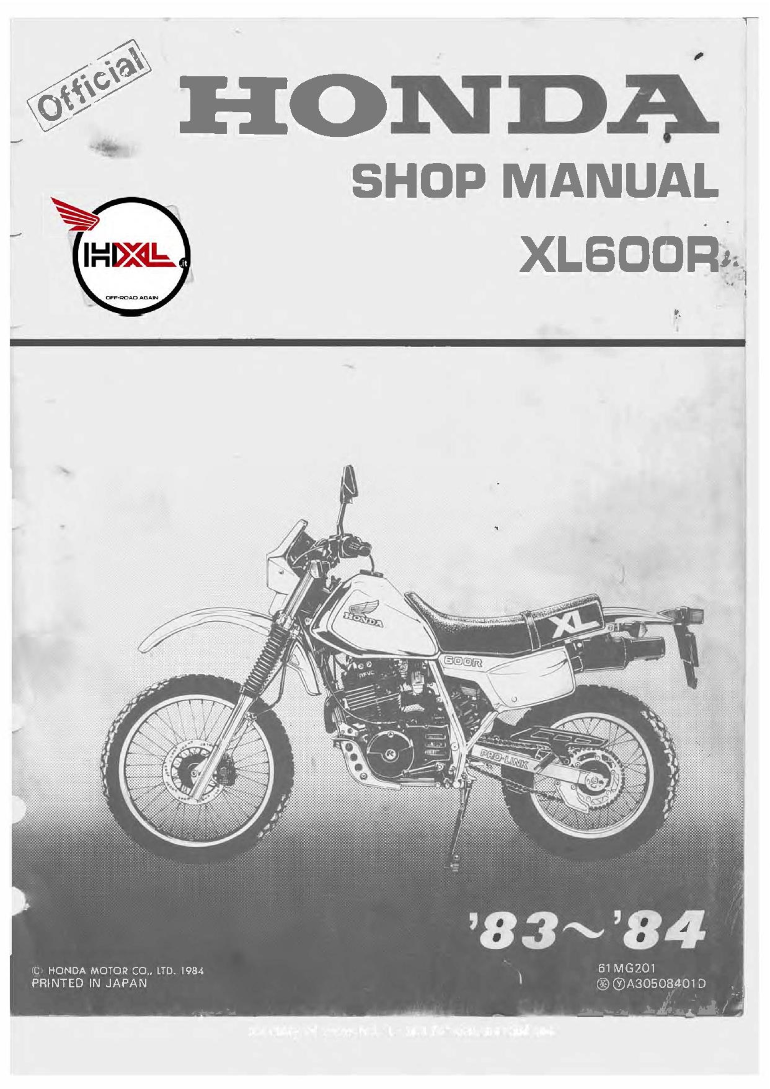 Filehonda Xl600r 1983 1984 Service Manualpdf Cyclechaos
